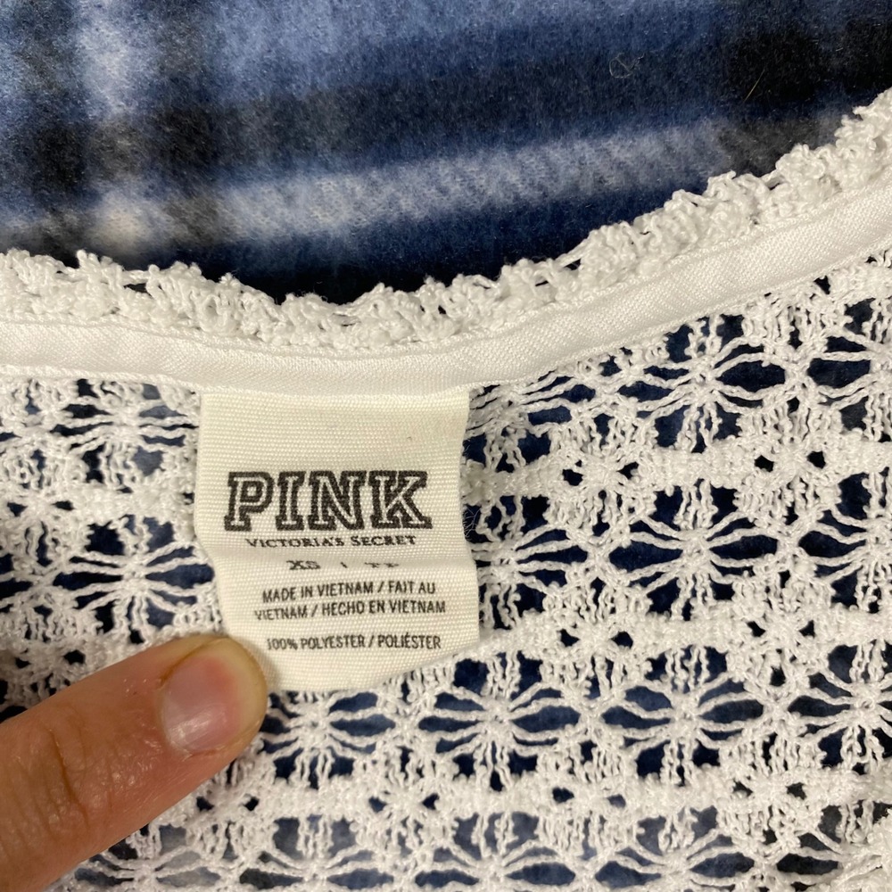 PINK Victoria's Secret White Crochet Lace Crop Top Tank XS RN54867 - Picture 2 of 7